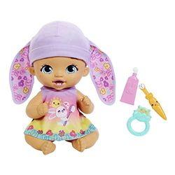 My Garden Baby Conejito Dientes Limpios Lavanda Muñeco de juguete con cepillo de dientes y accesorios, regalo para niñas y niños +3 años (Mattel HGC12)