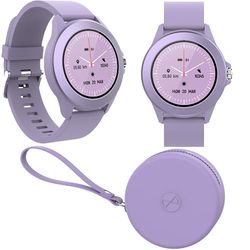 FOREVER Colorum CW-300 Smartwatch Redondo Púrpura - Reloj Contador de Pasos y Calorias con pulsómetro a Monitor de sueño - Larga duración de batería - Reloj Inteligente Mujer Hombre para Android/iOS