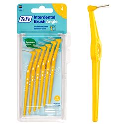 TePe Scovolino, Angle, Giallo, 0.7mm/ISO 4, 6pz, pulizia interdentale facile ed efficace, rimozione placca interdentale, per spazi medi, per gengive forti