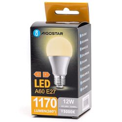 Glowster Bombilla LED E27 12W 3000K, luz cálida, ahorro energético, larga duración, ideal para iluminar interiores y crear ambiente acogedor.