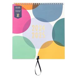 Busy B - Calendario familiar semanal de mediados de año de 13 meses, de agosto 2024 a agosto 2025, con cinco horarios y 13 compartimentos mensuales - Lunares