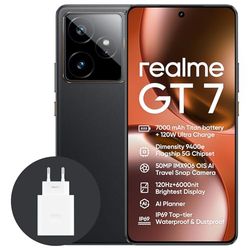 realme GT7 5G Smartphone,12+256GB,Batteria 7000mAh,120W charge,Processore Dimensity 9400e, Fotocamera IMX906 50MP, AI Planner, Display Pro-Esports da 6000 nit 120Hz,IP69,nero, esclusiva Amazon