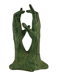 Mr Fredrik Hands Uprising, Height 30 cm, Bronze, Green, 17 x 17 x 30 cm