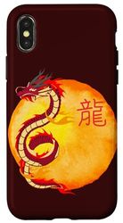 Coque pour iPhone X/XS Dragon Asiatique Soleil Cool Oriental Lettre Chinoise Art Culture