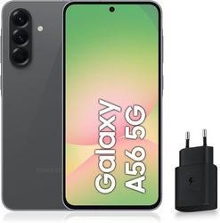 Samsung Galaxy A56 5G, Android smartphone, 128 GB, snellader 25 W inbegrepen, smartphone ontgrendeld, grafiet