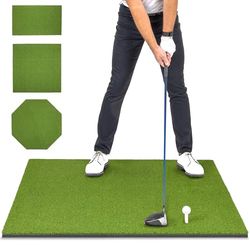 GoSports GOLF-MAT-15-5x4, Tappetino da Golf PRO 5x4 Tappeto erboso Artificiale per Uso Interno ed Esterno, Include 3 Tee in Gomma, Verde Unisex-Adulto