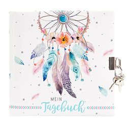 goldbuch 44 205 Diary Dream Catcher Children's Diary with 96 White Pages Notebook Lockable Children's Journal with Lock & 2 Keys Cover with Art Print Approx. 16.5 x 16.5 cm, White