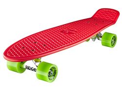 Ridge Skateboards Children Kids Big Brother Large Retro Cruiser-Red/Green Wheels, 27 Inch