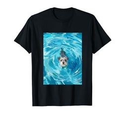 Divertido Cesky Terrier En Piscina Agua Nadar Lindo Perro Mamá Papá Camiseta