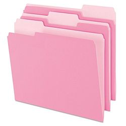 Pendaflex Tweekleurige kleur bestandsmappen, lettergrootte, 1/3 gesneden, roze, 100 per doos (152 1/3 pins)