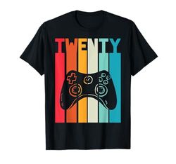 20 años cumpleaños Regalo Gamer Retro Video Game Chicos Camiseta