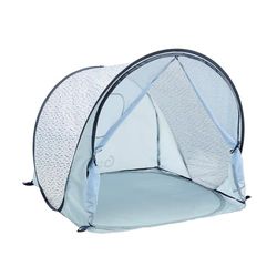 Babymoov Tente Anti-UV Bébé - Haute Protection Solaire FPS 50+ - Moustiquaire Intégrée - Système Pop Up - Grande Tente de Plage, Blue Waves