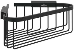 Villeroy & Boch Elements - Tender hoekdouchemand, doucheplank hoek voor wandmontage, hoekdoucherek van zink, accessoires douche, 260 x 206 x 82 mm, mat zwart