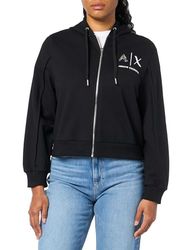 Armani Exchange Dames Metallic Logo Zip Up Hooded Sweatshirt Black, XS, zwart, XS