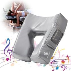 Master Massage ErgonomicDream MusicMaster gezichtskussen, neushoorn, hoofdkussen met geheugenschuim en hifi-luidspreker, bluetooth, AUX voor massagestoel, massagebank, grijs