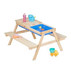 Relaxdays Table de Pique-Nique, pour Votre Enfant, Cuisine extérieure, H x L x P : 50 x 89 x 86 cm, Jardin, Nature