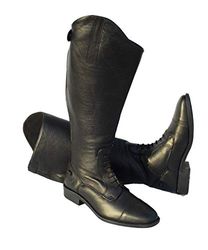 Rhinegold Unisex Boot-7-extra Rhinegold XW Luxus Leather Laced Riding Boot 7 Extra Wide, Black, Size - Extra Wide UK