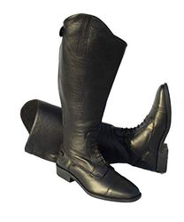 Rhinegold Unisex Boot-8-extra Rhinegold XW Luxus Leather Laced Riding Boot 8 Extra Wide, Black, Size - Extra Wide UK