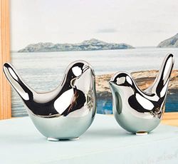 Insiswiner Estatuas de Animales pequeños, decoración del hogar, Estilo Moderno, pájaros, Adornos Decorativos Plateados para Estante, Sala de Estar, Dormitorio, Oficina, armarios de Escritorio