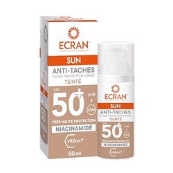 ECRAN® - Crème Solaire Visage - Haute Protection - Technologie vitEox80 - Vitamine E, Niacinamide - Protection UVA, UVB, Coups de Soleil - Protection Solaire SPF50 - Bronzage Naturel - Anti Taches