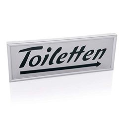 WAS 4300 003 Panneau de signalisation en plastique/aluminium avec inscription « Toiletten Rechtspflflèche » Longueur 29 cm Largeur 10 cm