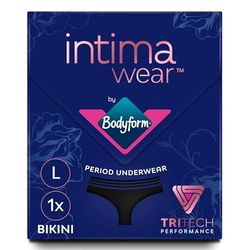 Bodyform Washable Period Pants - For Up to 12 hours of Protection - Black - Menstrual Underwear for Moderate Flow, Bikini Cut - Pack of 1, Size L