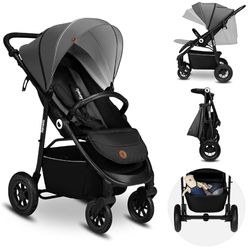 LIONELO Natt Buggy voor kinderwagen, tot 22 kg, verstelbare handgreep en verstelling van de rugleuning tot ligpositie, 5-punts gordel, grote offroad-wielen, waterdicht, XXL-afdekking, 0-4 jaar