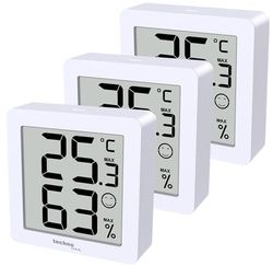 WS9425 Lot de 3 thermomètres hygromètres blancs avec support magnétique et 3 thermomètres WS9425 dans un emballage