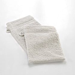 Douceur d'Intérieur, Tendresse 2 Wash Mitts (15 x 21 cm) Plain Sponge Linen