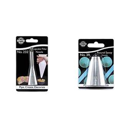 PME NZ232 JEM Cupcake Filler Nozzle no. 232, Silver & JEM Large Plain Round Savoy Piping Nozzle no. 3R, Silver