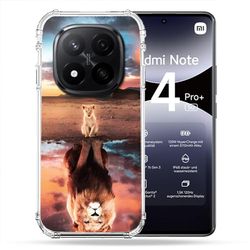 Cokitec Förstärkt fodral för Xiaomi Redmi Note 14 Pro Plus 5G Animal Lion Reflet