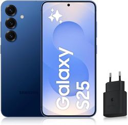 Samsung Galaxy S25, 5G Android smartphone met Galaxy AI, 128 GB, snellader 25 W inbegrepen, smartphone ontgrendeld, nachtblauw