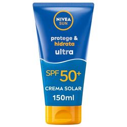 NIVEA SUN Protege & Hidrata Ultra FP50+, crema solar con 48h de hidratación (1 x 150 ml), protector solar ultra resistente al agua, crema hidratante con protección solar UVA & UBV
