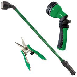 Dramm 50024 Ensemble d'arrosage et d'outils en Vert Comprenant Une Baguette de Pluie One Touch de 76,2 cm, Un Pistolet pulvérisateur à 9 Modes et Un Cisaillement Compact