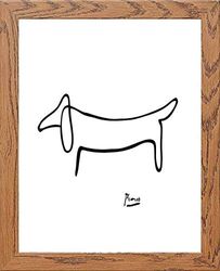 Lumartos, Vintage Poster Picasso Dog Contemporary Home Decor Wall Art Print, Wood Frame, A4 Size