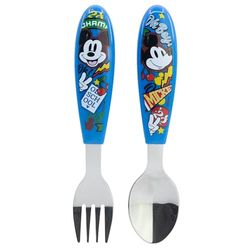 Set de 2 couverts pour enfants en acier inoxydable composé d'une fourchette et d'une cuillère Mickey