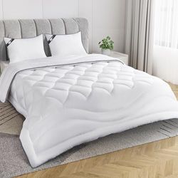 BedStory Piumone 135 x 200 cm, per tutte le stagioni, imbottitura in microfibra di alta qualità, 350 g/mq, coperta leggera e confortevole, 135 x 200 cm, design doppio bordo grigio