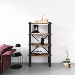 Homemania BSHELF-11 Bokhandel Love - Vägghylla, Kontor, Vardagsrum - Svart i metall, Trä, 70 x 35 x 150 cm