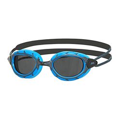 Zoggs Predator Zwembril voor volwassenen, UV-bescherming zwembril, katrol aanpassen Comfort Goggles riemen, mistvrije zwembril lenzen, Zoggs Goggles Volwassenen Ultra Fit, Smoke Gekleurd, Blauw/Zwart,