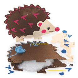 Baker Ross FE657 Hedgehog Cushion Sewing Kits - Pack of 2, Sewing Set for Children, Creative Activities for Kids, Ideal Arts and Crafts Project,Blue,Pink