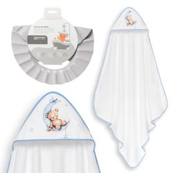 Interbaby - Mantello da bagno per bambini + cappello regolabile | Asciugamano con cappuccio 100% cotone, unisex, morbido, asciugatura rapida, ideale per neonati, neonati e bambini piccoli, design orso