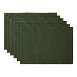 DII Basic Everyday Conjunto de toalhas de mesa individuais caneladas 100% algodão, 13 x 19 polegadas, verde escuro, 6 peças