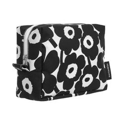 MARIMEKKO Vilja Mini Unikko Terry Cotton Cosmetic Bag (Black) – Floral Cosmetic Bag to Include in Your Travel Essentials – 9x4x7 in