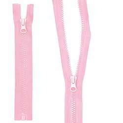 mumbi Chiusura lampo divisibile, 5 mm, 17 cm, in plastica rosa, con cerniera, denti grossolani