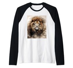 Leone Ritratto Motivazione Palestra Wildlife Opere Maglia con Maniche Raglan