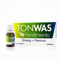 TONWAS RENDIMIENTO | Ayuda a la Disminución del Cansancio y Mejora del Rendimiento Intelectual | Con Ginseng | 10 Viales Bebibles de 10 ml | Complemento Alimenticio.
