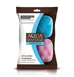 Aqua Massage Tradition Spugna Morbida + Spugna Peeling, 1 Confezione con 2 Spugne