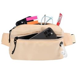 Vinabo Sac Banane Homme Femme Sac Banane Imperméable avec Prise Casque et 2 Poches Chic Sac Banane Ceinture Réglable pour Taille pourd'entraînement en Plein Air Randonnée Camping