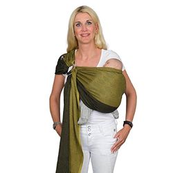 Hoppediz Ring-Sling, Porte-bébé pour les Nouveau-nés et Bébés, Écharpe de portage avec deux anneaux en aluminium, 0-36 mois, 3-20 kg, Papamoa citron