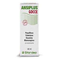 Ansiplus Gocce | Integratore Alimentare | Passiflora | Valeriana | Escolzia | Biancospino | Per Favorire il Rilassamento Fisiologico e Controllare l'ansia e lo Stress | Flacone 30 ml | Stardea